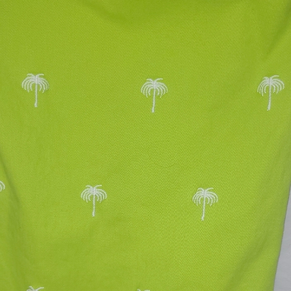 Bright Green Cropped Pants with Embroidered Palm Tree Pattern Slimming NWT - Picture 5 of 12